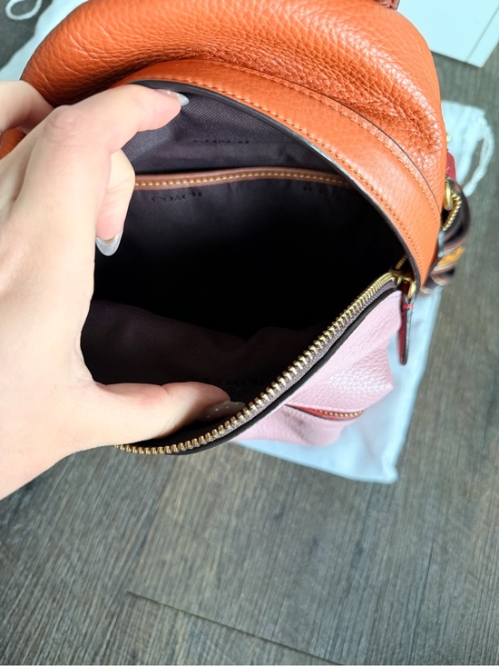 Coach Pink Pebbled Leather Mini Backpack with Saddle Brown Trim main image 6